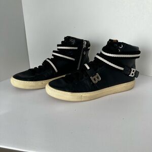 BALLY - “HEILMAR” TSP 100 Black High Top Logo Sneakers - 10.5D